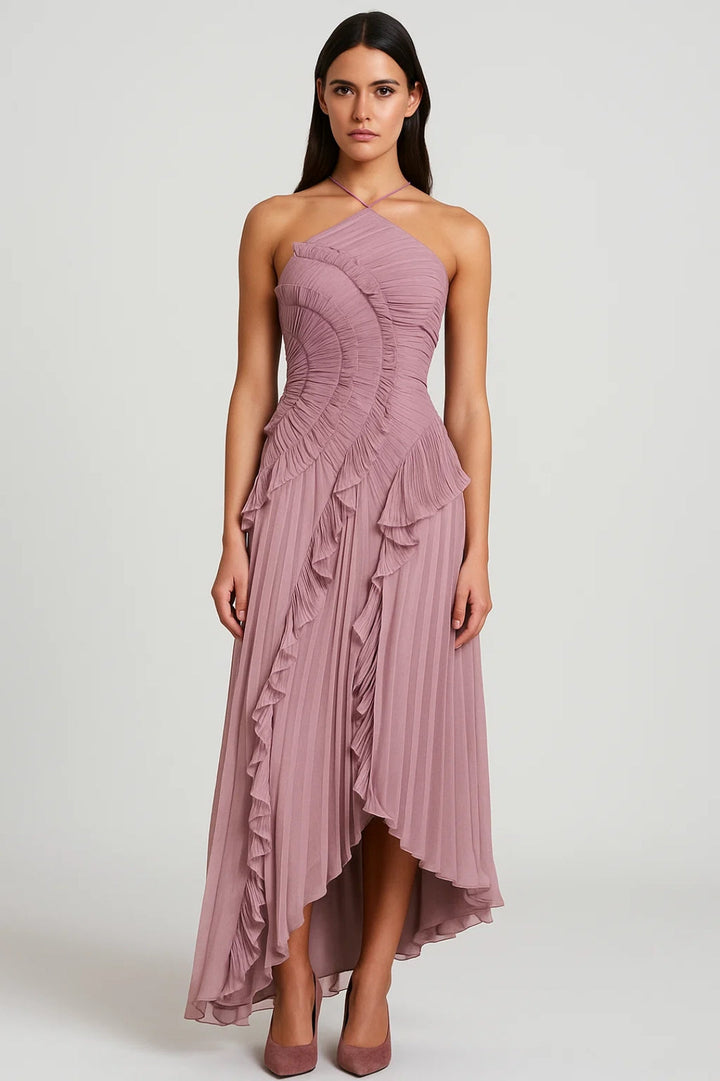 Dames One Shoulder Geplooide Maxi Jurk