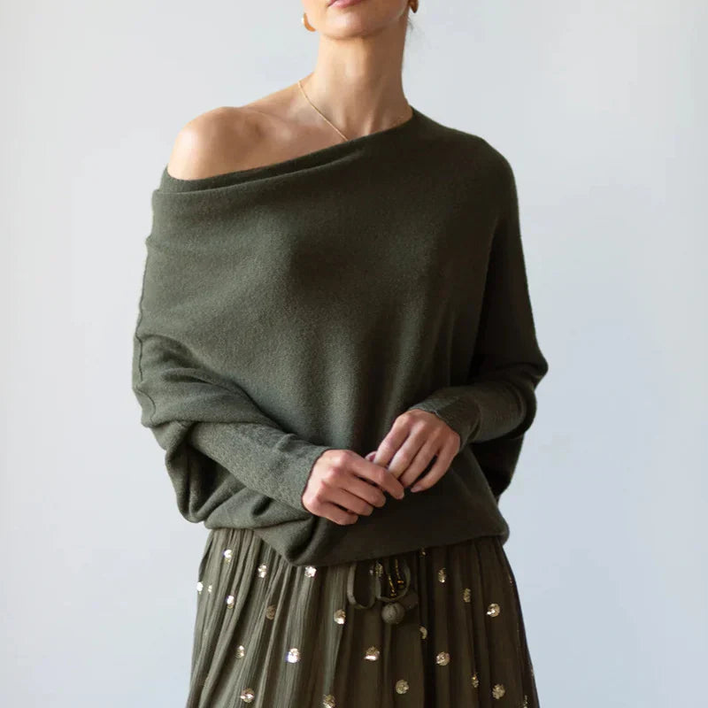 Arriane | Comfy Relaxed Fit Dames Trui - Stijlvol Swing Kraag Design, Zacht Stoffen Mix