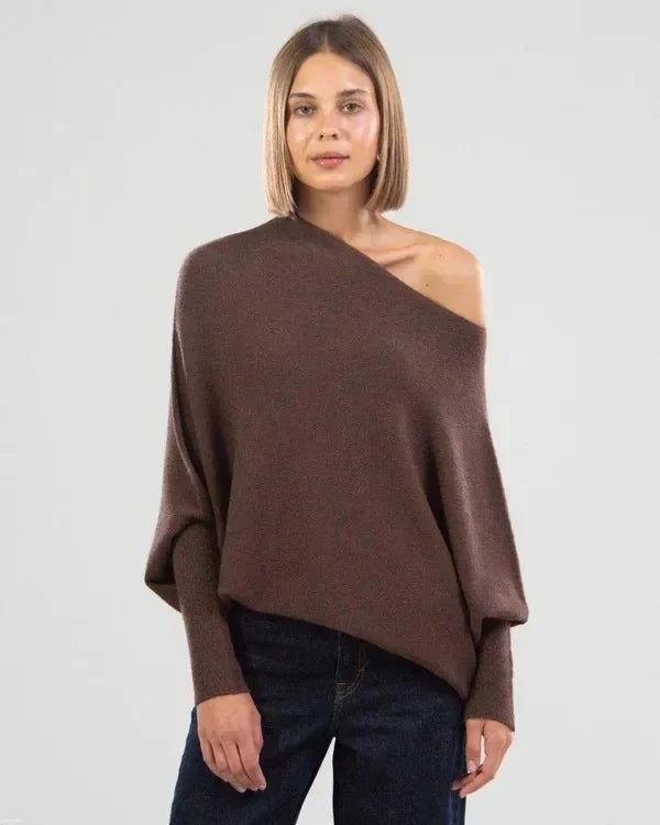 Arriane | Comfy Relaxed Fit Dames Trui - Stijlvol Swing Kraag Design, Zacht Stoffen Mix