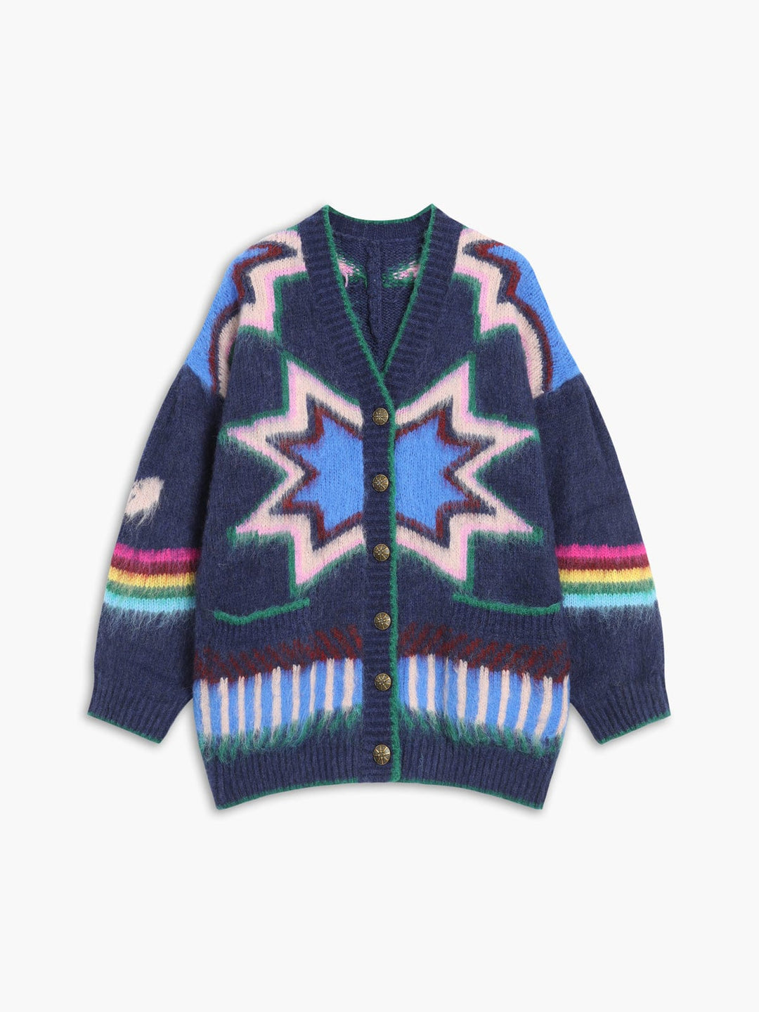 Dames Boho Geometrische Gebreide Cardigan