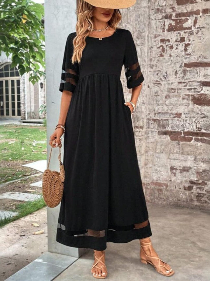Lucy | Dames Elegante Transparant Paneel Maxi Jurk