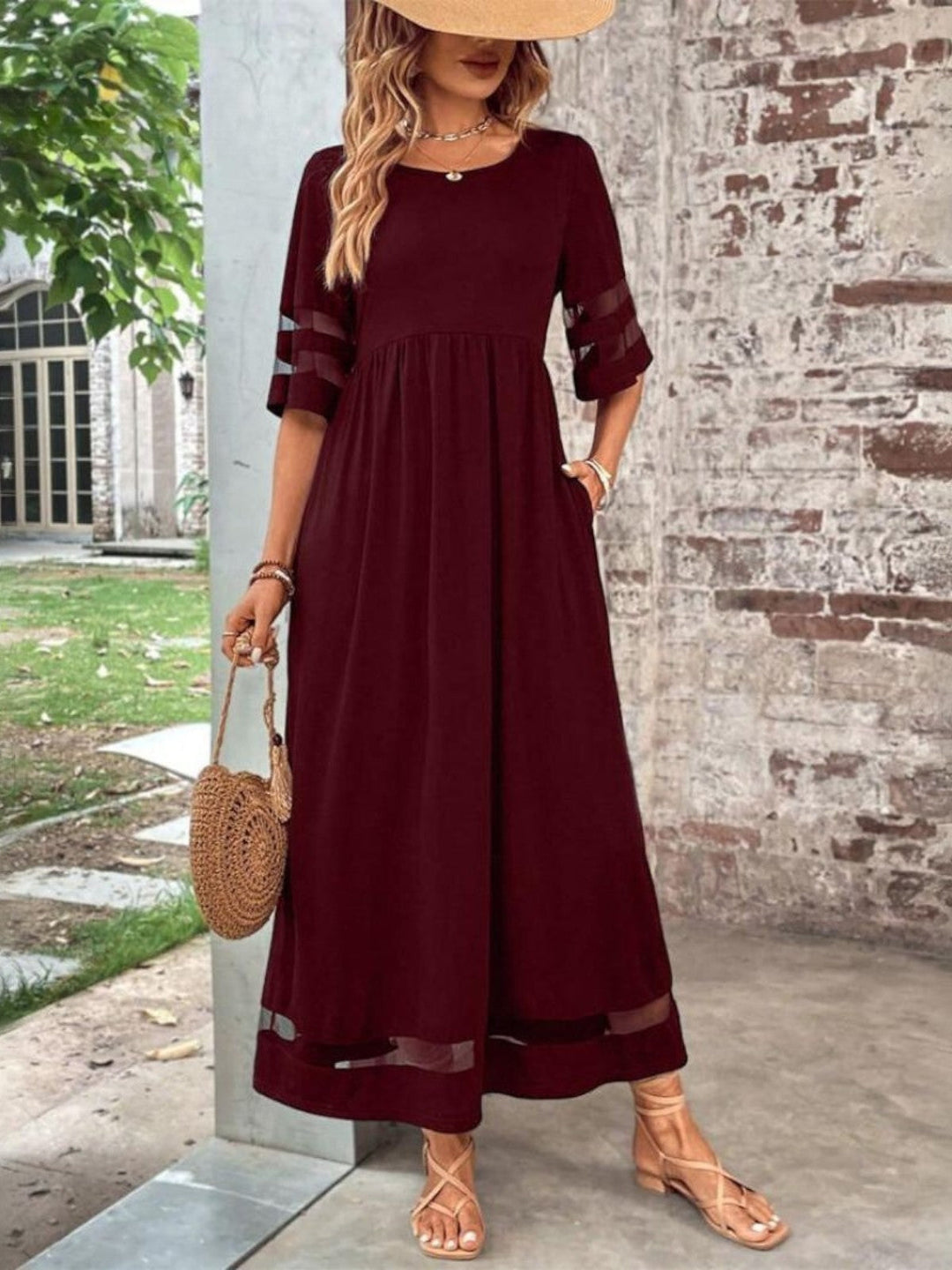 Lucy | Dames Elegante Transparant Paneel Maxi Jurk
