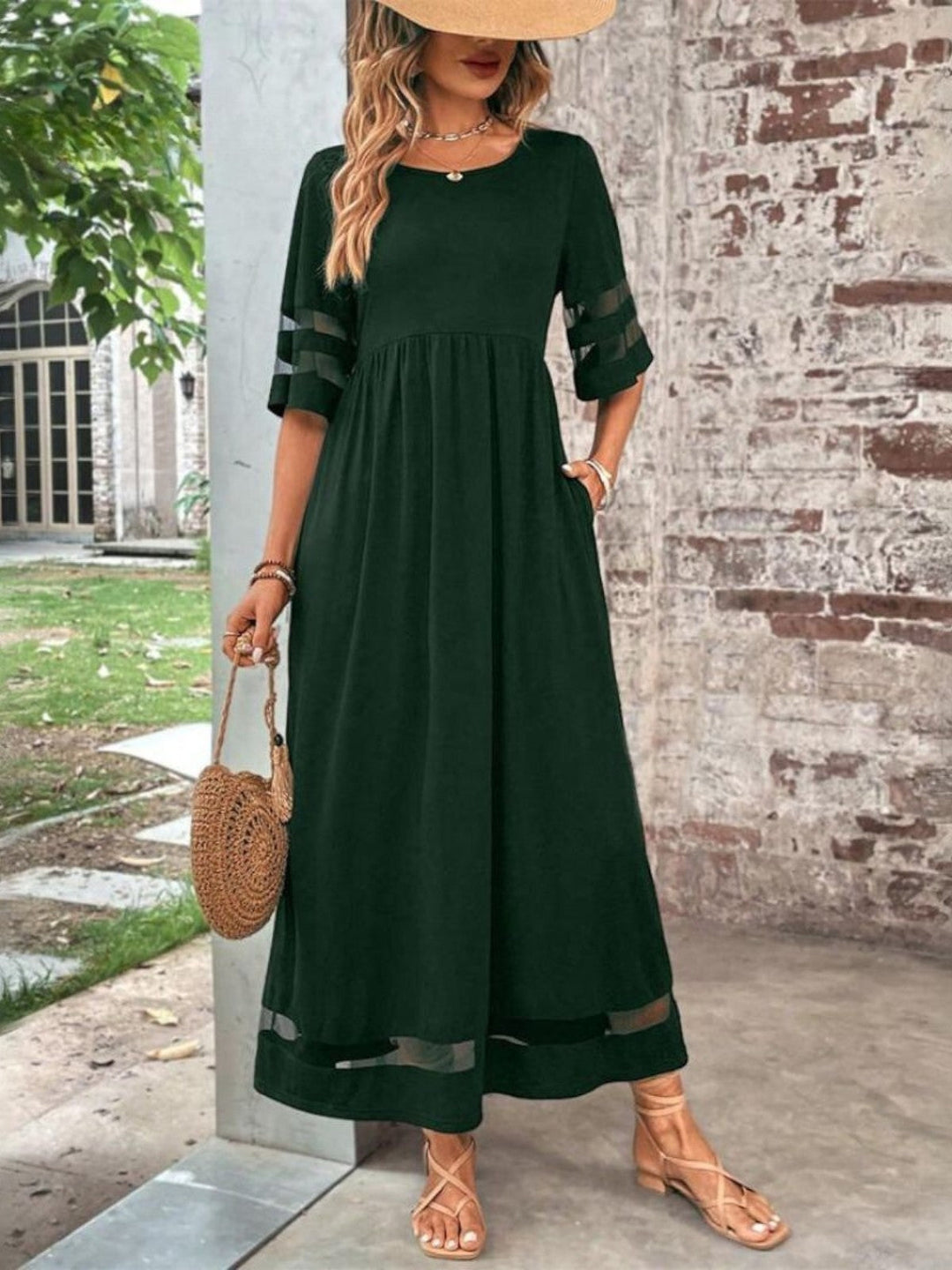 Lucy | Dames Elegante Transparant Paneel Maxi Jurk