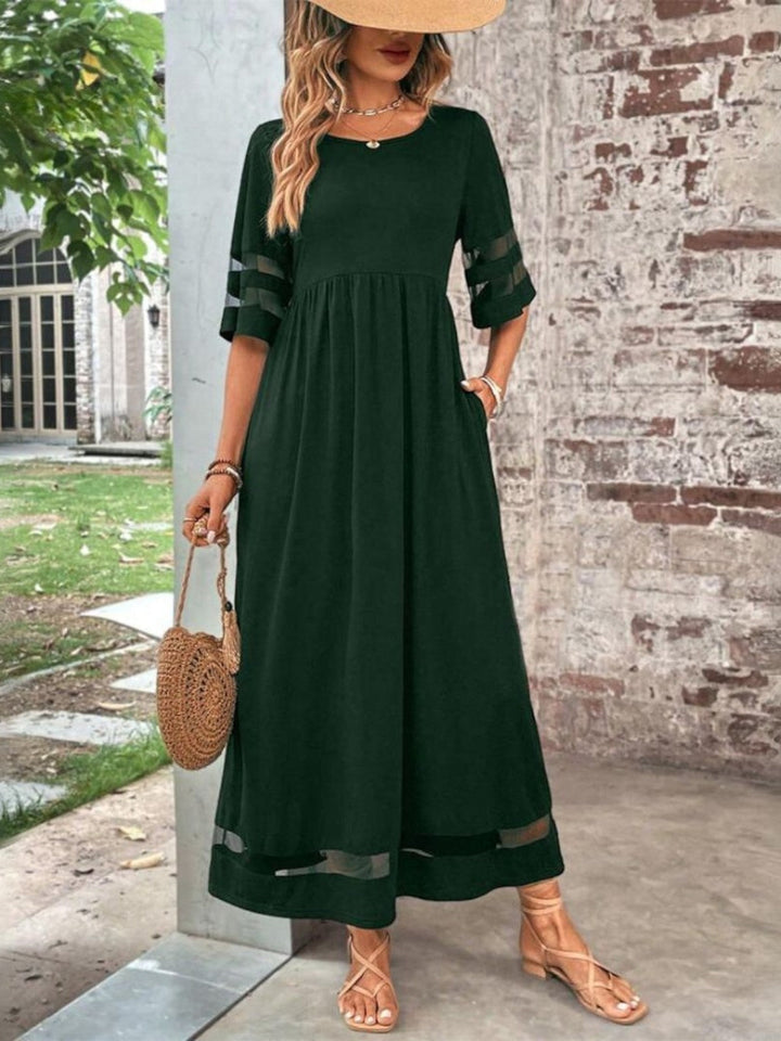 Lucy | Dames Elegante Transparant Paneel Maxi Jurk