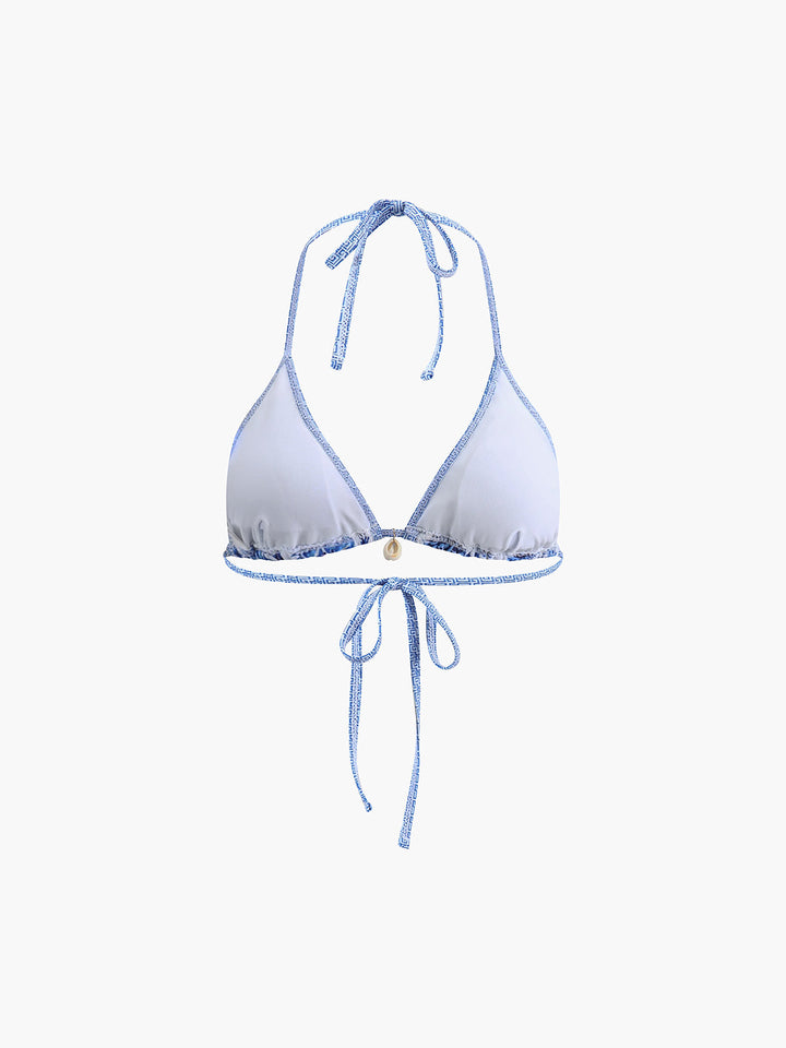 Florencia | Halter Bikini Set – Stijlvol met Blauwe Print