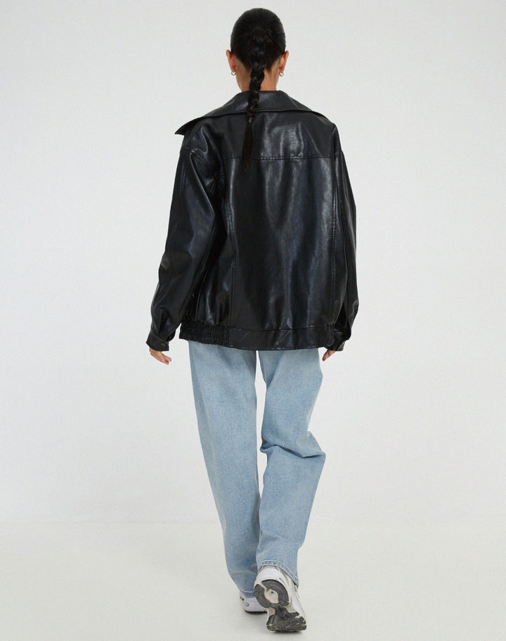 Sophia | Oversized PU-Leren Jas Dames – Modieuze Look, Hoogwaardig Kunstleer