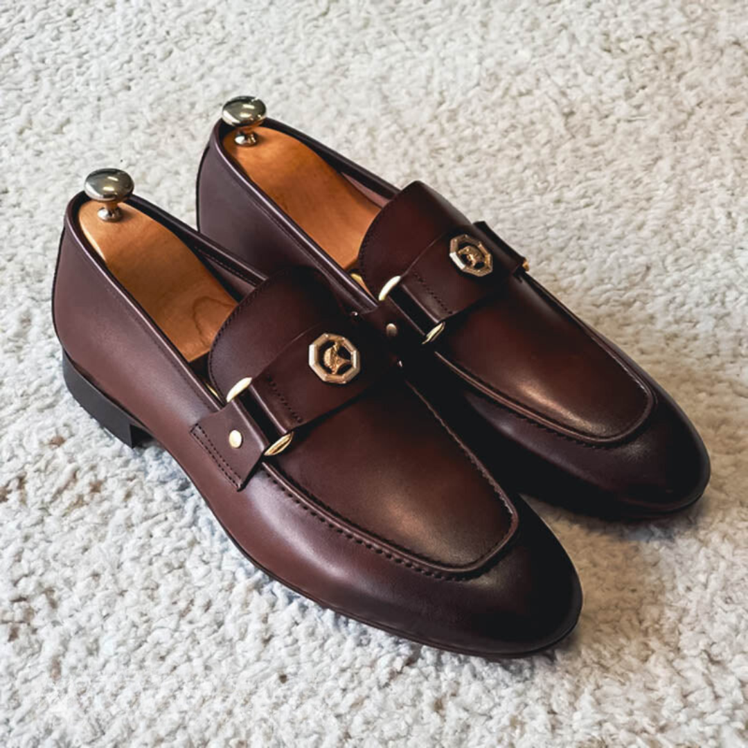 Elmar™ Luxe Heren Loafers met Gouden Accent