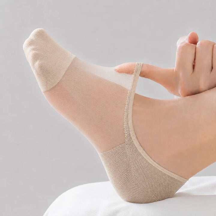 Onzichtbare Ademend Katoenen Doorzichtige Antislip Sokken