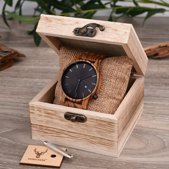 Elias Walnoten Houten Kwarts Horloge