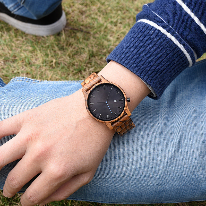 Elias Walnoten Houten Kwarts Horloge