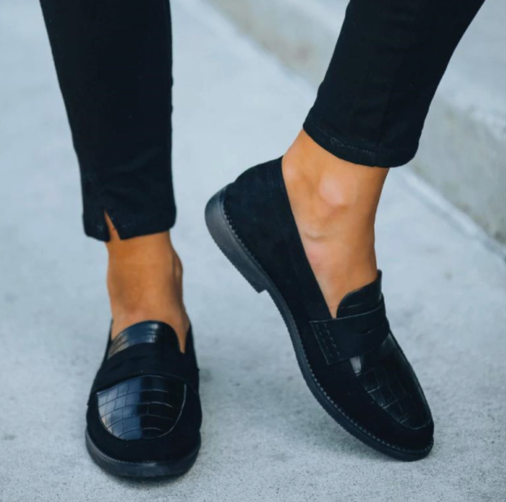 Casual Suède Loafers met Krokodillenprint voor Dames