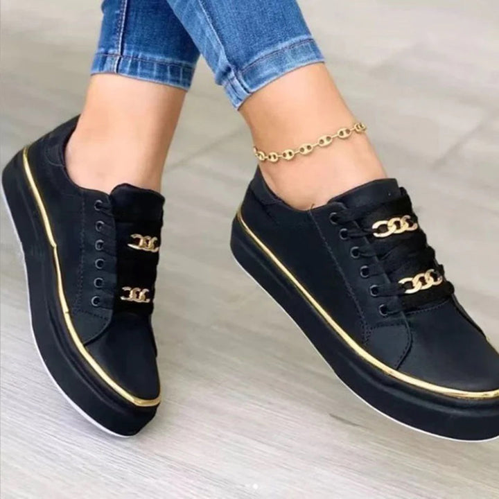 Dames Casual Platform Sneakers met Gouden Detail