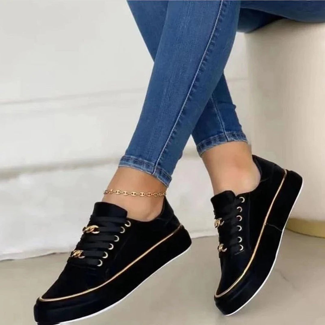 Dames Casual Platform Sneakers met Gouden Detail