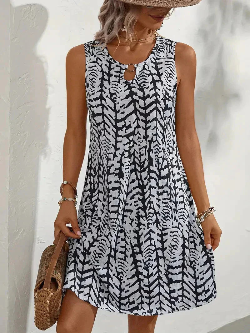Mouwloze Zomerjurk voor Dames met Abstracte Print