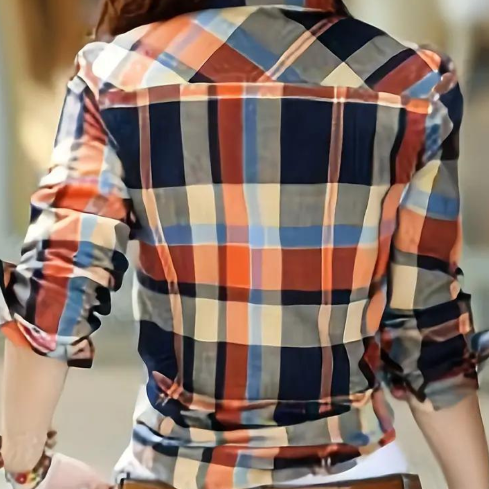 Julia™ Dames Geruite Overhemdblouse