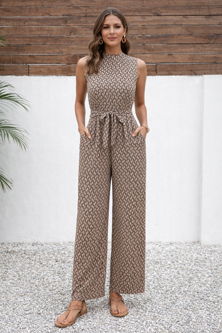 Mouwloze jumpsuit met V-halslijn dames