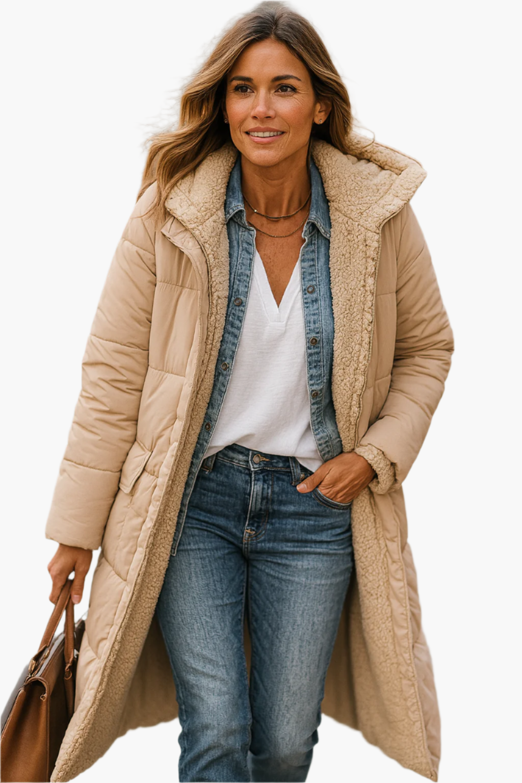 Noelle | Dames Lange Warme Winterjas met Ritssluiting