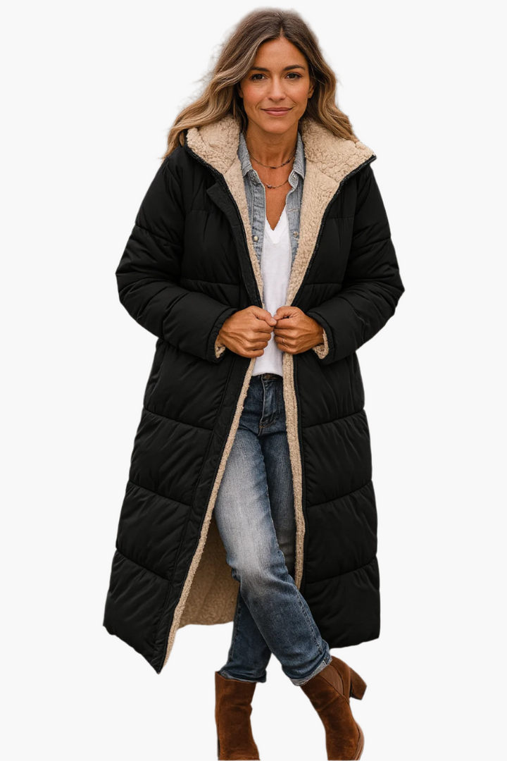 Noelle | Dames Lange Warme Winterjas met Ritssluiting