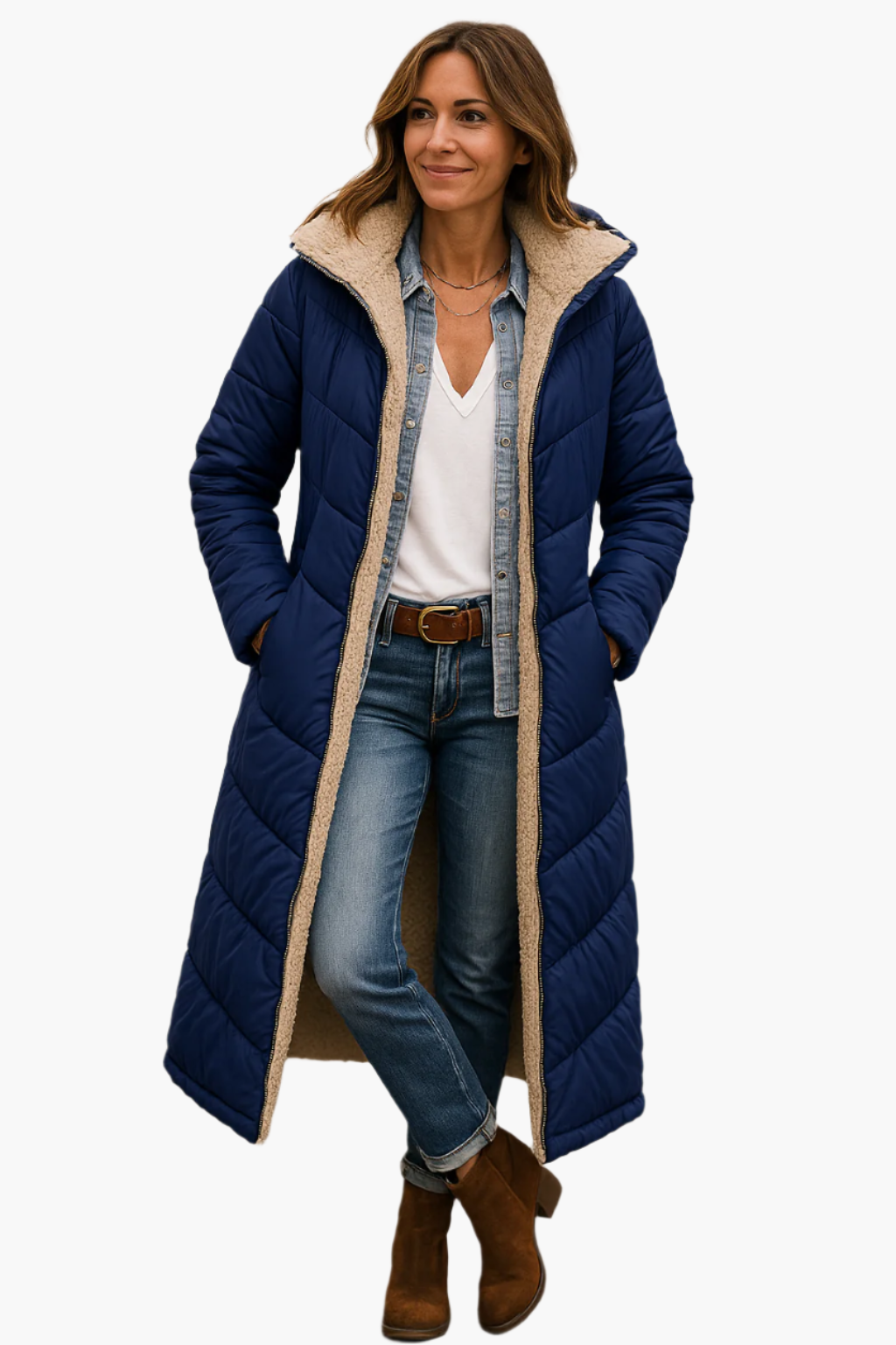 Noelle | Dames Lange Warme Winterjas met Ritssluiting