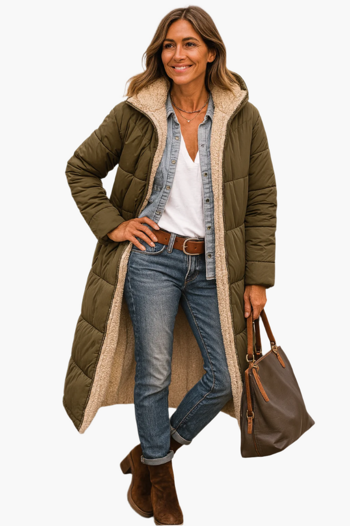 Noelle | Dames Lange Warme Winterjas met Ritssluiting