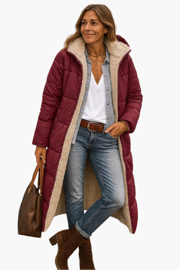 Noelle | Dames Lange Warme Winterjas met Ritssluiting