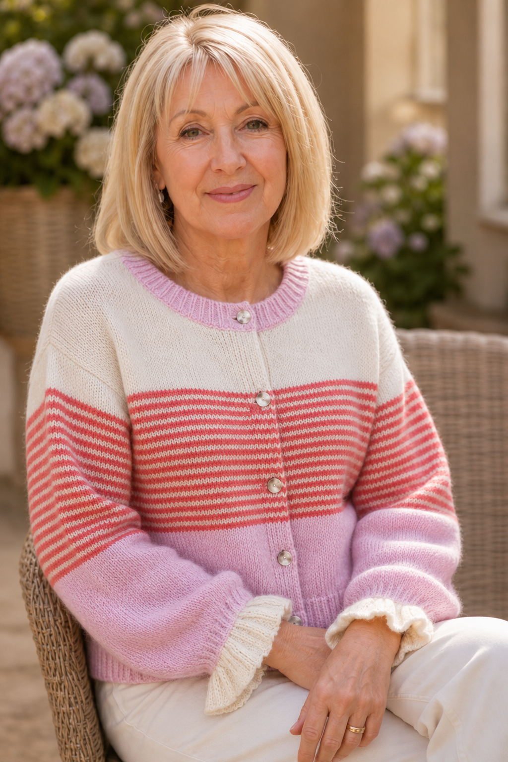 Warmweave – Kleur-Block Gestreepte Open-Front Gebreide Cardigan