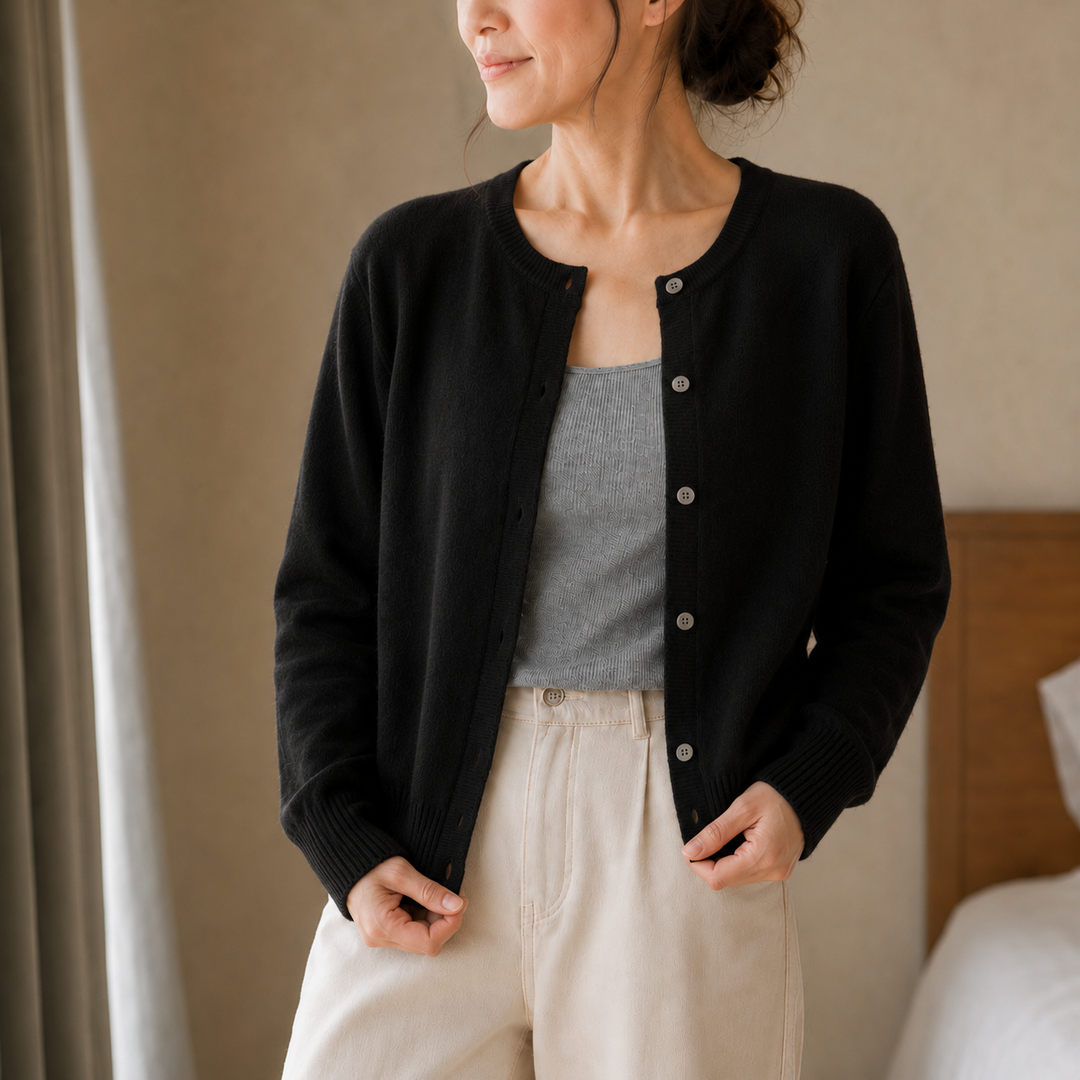 Wearbella – Korte Geborstelde Knit Knopen-Voorkant Cardigan
