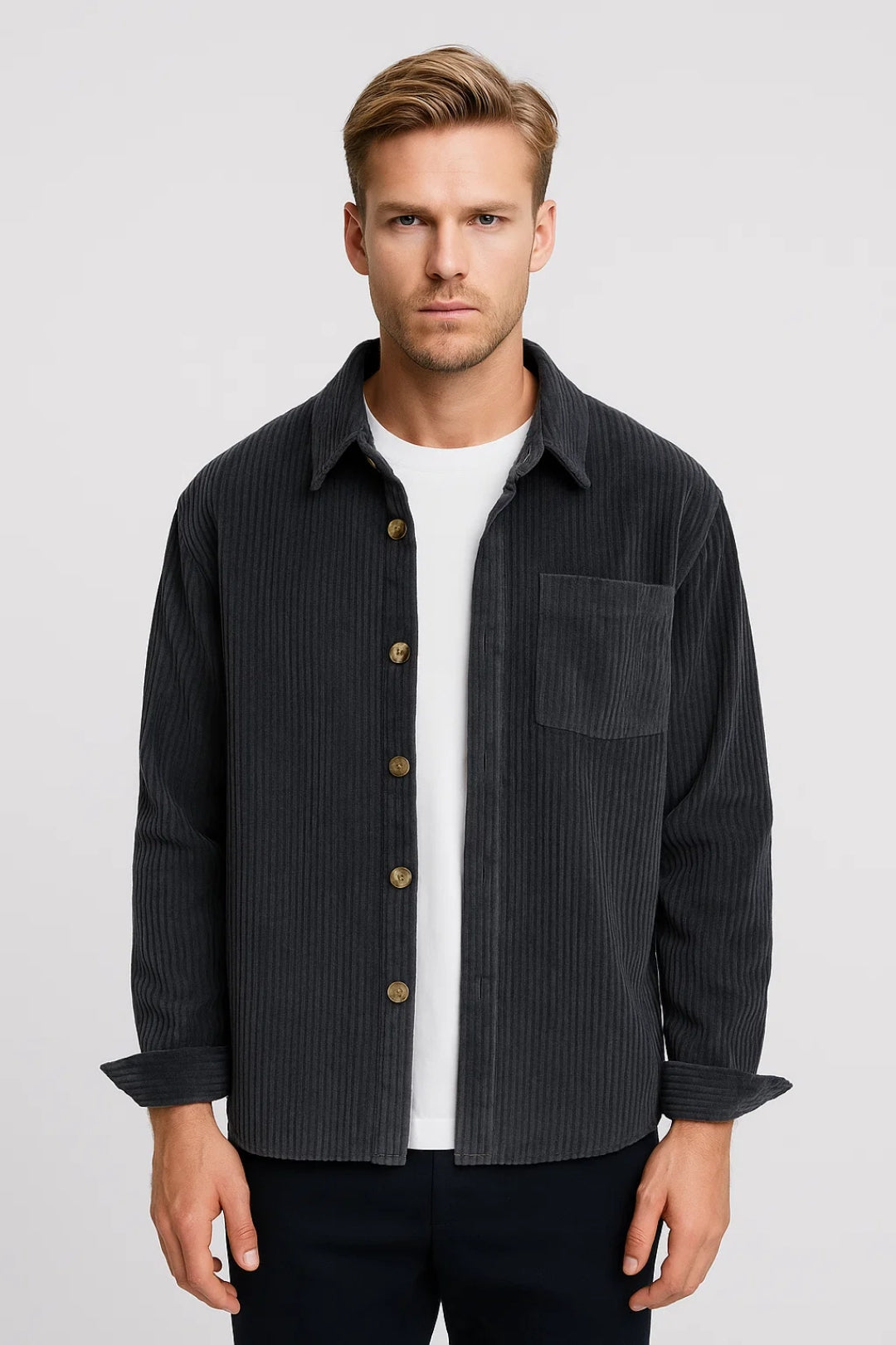 Heren Overshirt met Knoopsluiting en Borstzak