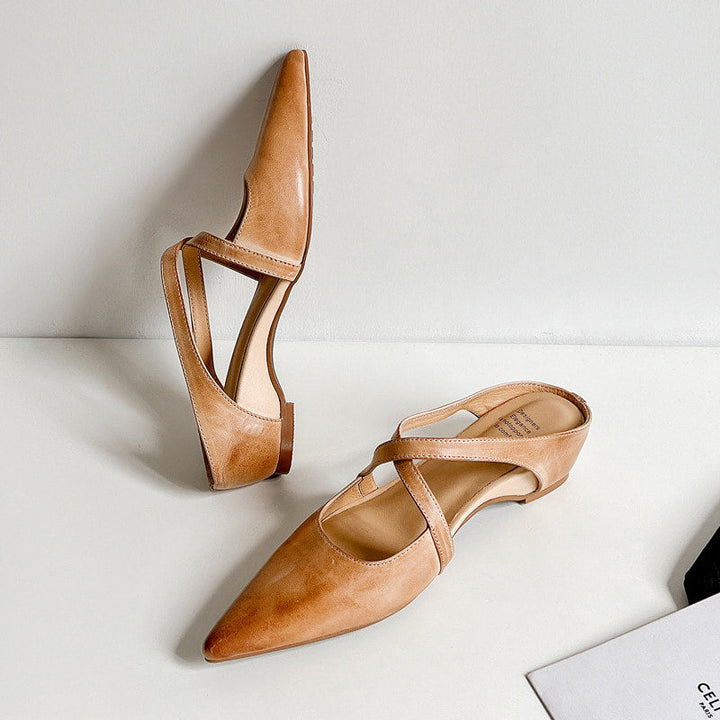 Margot Cross-Strap Leren Mule