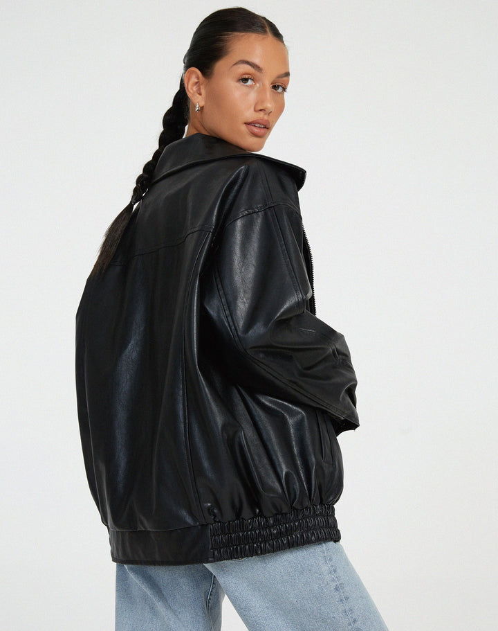 Sophia | Oversized PU-Leren Jas Dames – Modieuze Look, Hoogwaardig Kunstleer