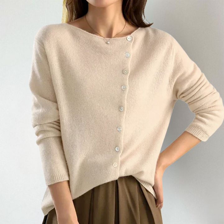 KATE – CHIC ASYMMETRISCHE KNOPCARDIGAN