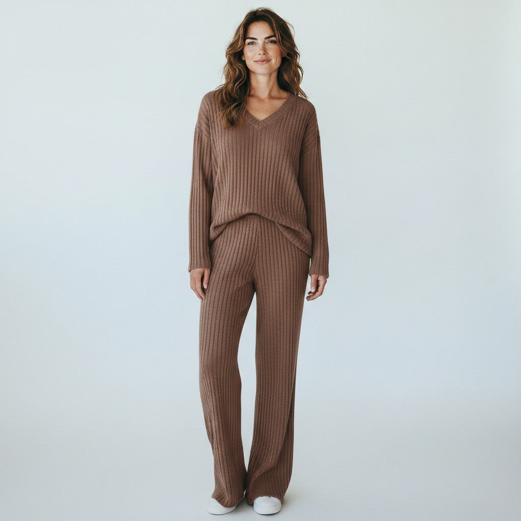 Elin | Comfortabele Tweedelig Loungewear Set Dames - Jogging Ribstof