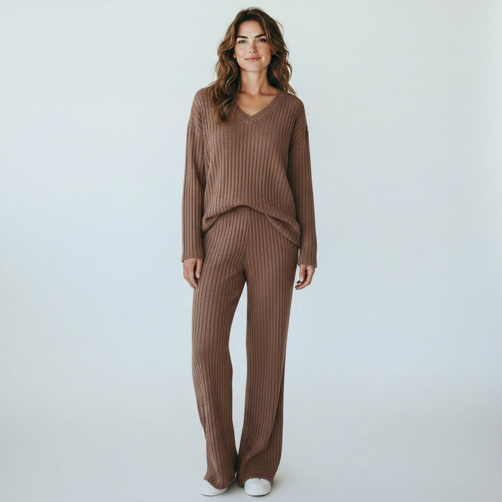 Elin | Comfortabele Tweedelig Loungewear Set Dames - Jogging Ribstof