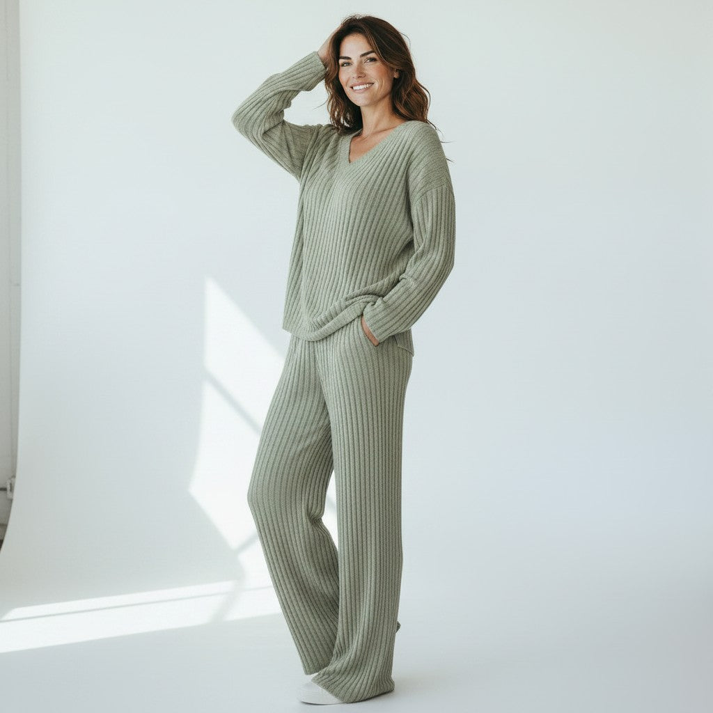 Elin | Comfortabele Tweedelig Loungewear Set Dames - Jogging Ribstof
