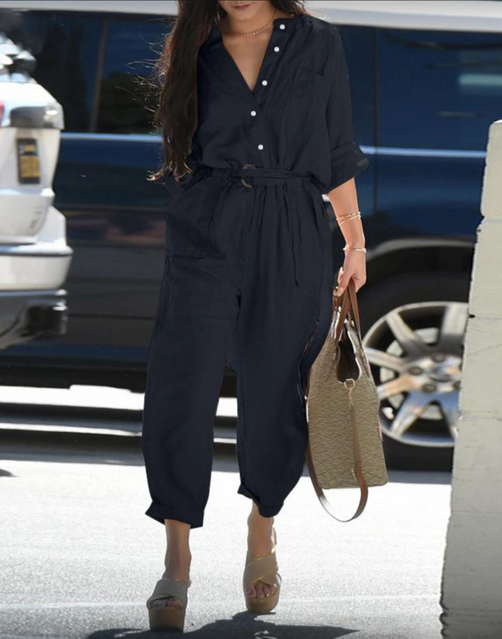 Elke | Stijlvolle Casual Jumpsuit voor Dames met Strik en Zakken