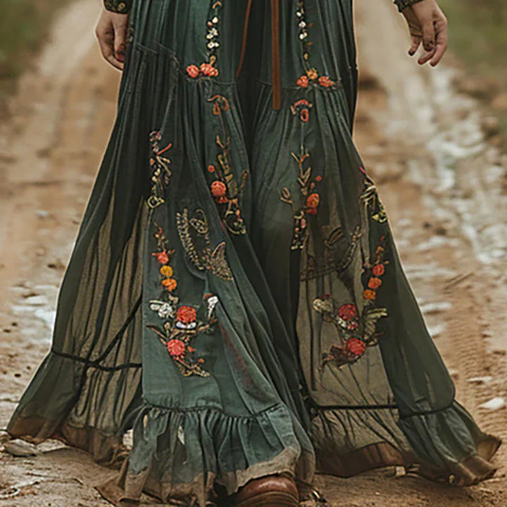 Eleanor | Dames Bloemen Lange Mouw Maxi Jurk