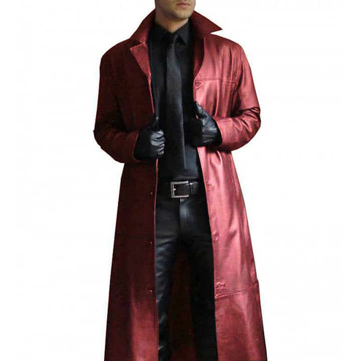 Tijn™ Heren Lange Leren Trenchcoat