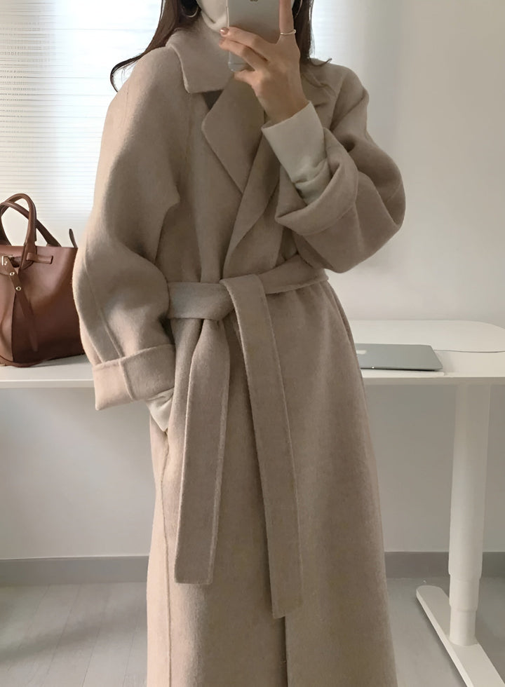 Dames Oversized Geknoopte Lange Jas