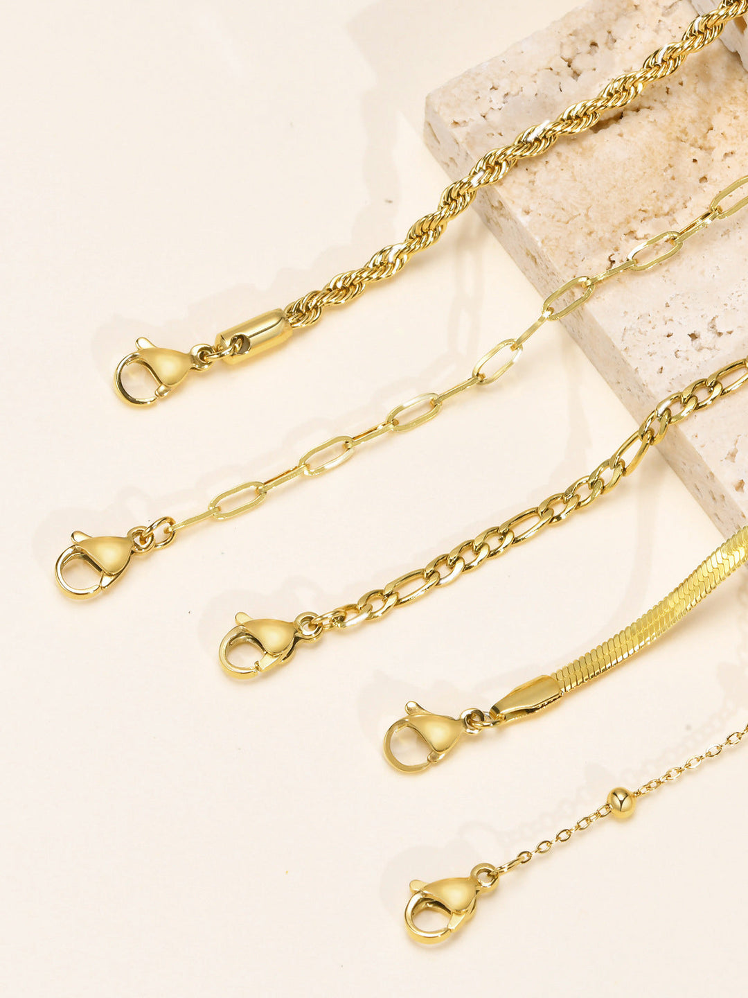 Gina | Luxe Armbanden Set - Set van 5, Verstelbaar, Titanium Staal