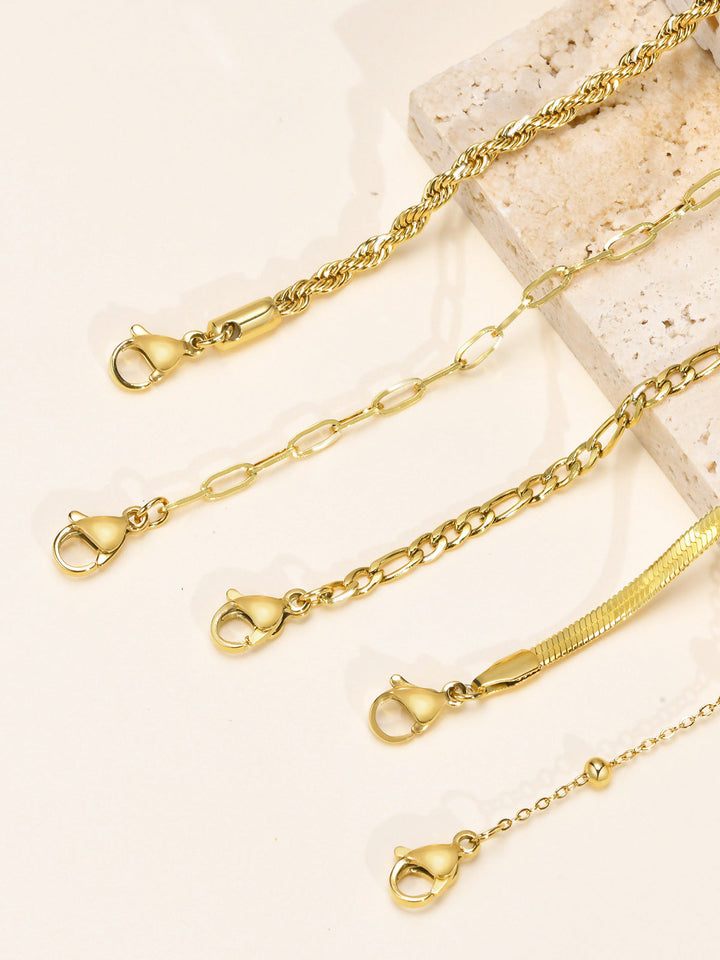 Gina | Luxe Armbanden Set - Set van 5, Verstelbaar, Titanium Staal