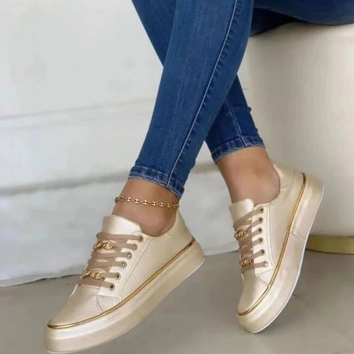 Dames Casual Platform Sneakers met Gouden Detail