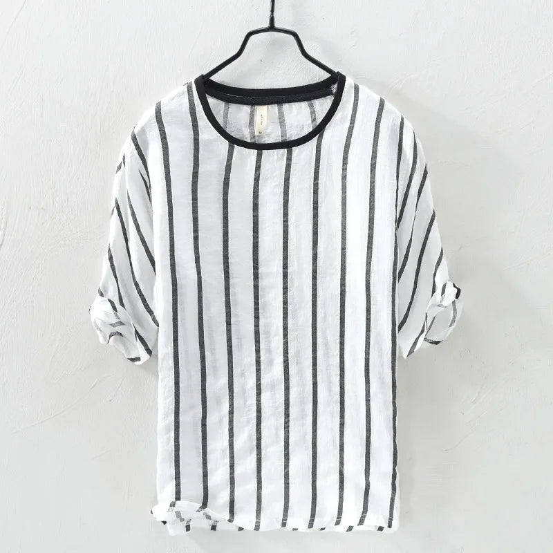 Vincent Steele Linnen Gestreept Shirt