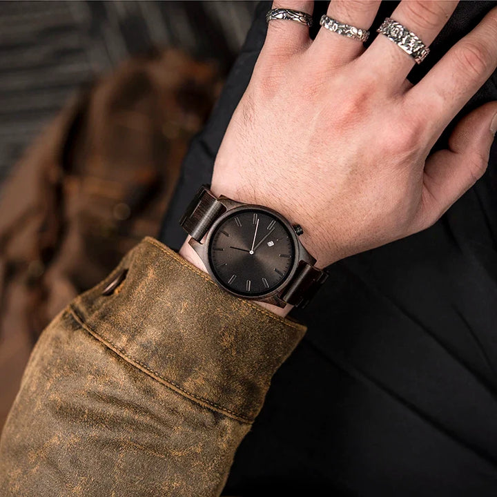Elias Walnoten Houten Kwarts Horloge