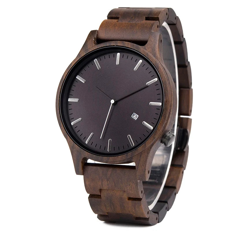 Elias Walnoten Houten Kwarts Horloge