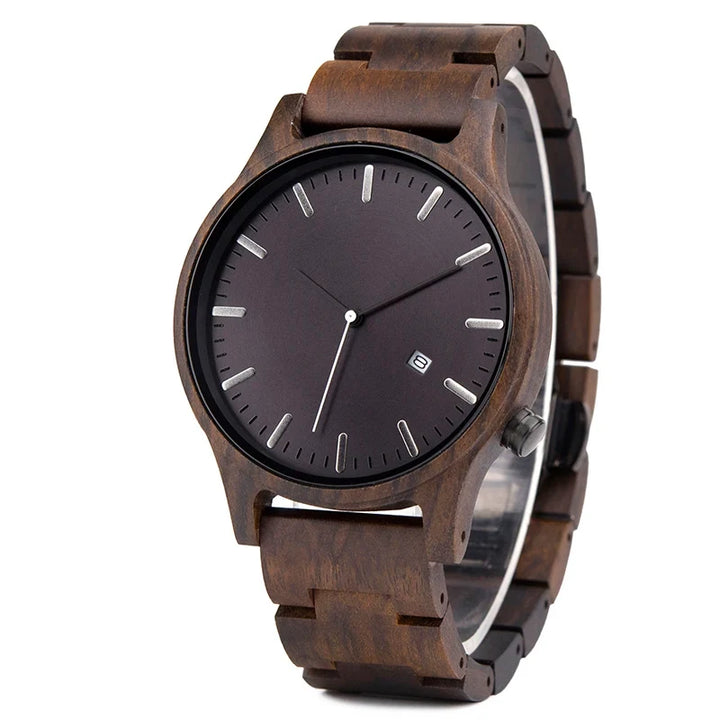 Elias Walnoten Houten Kwarts Horloge