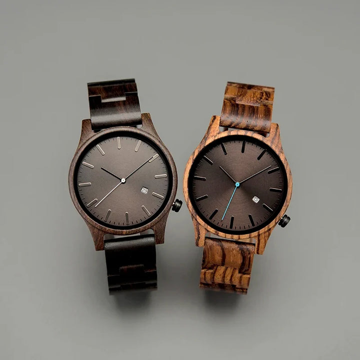 Elias Walnoten Houten Kwarts Horloge