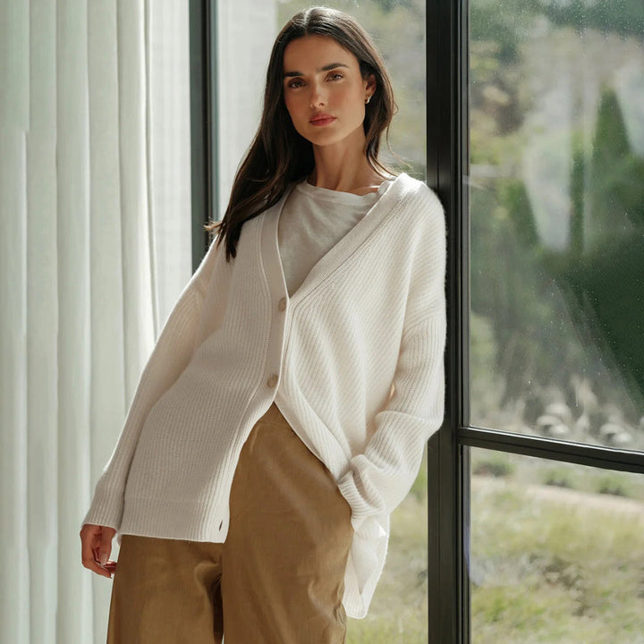 Vrouwen Oversized Knopen-Voorkant Gebreide Cardigan Trui