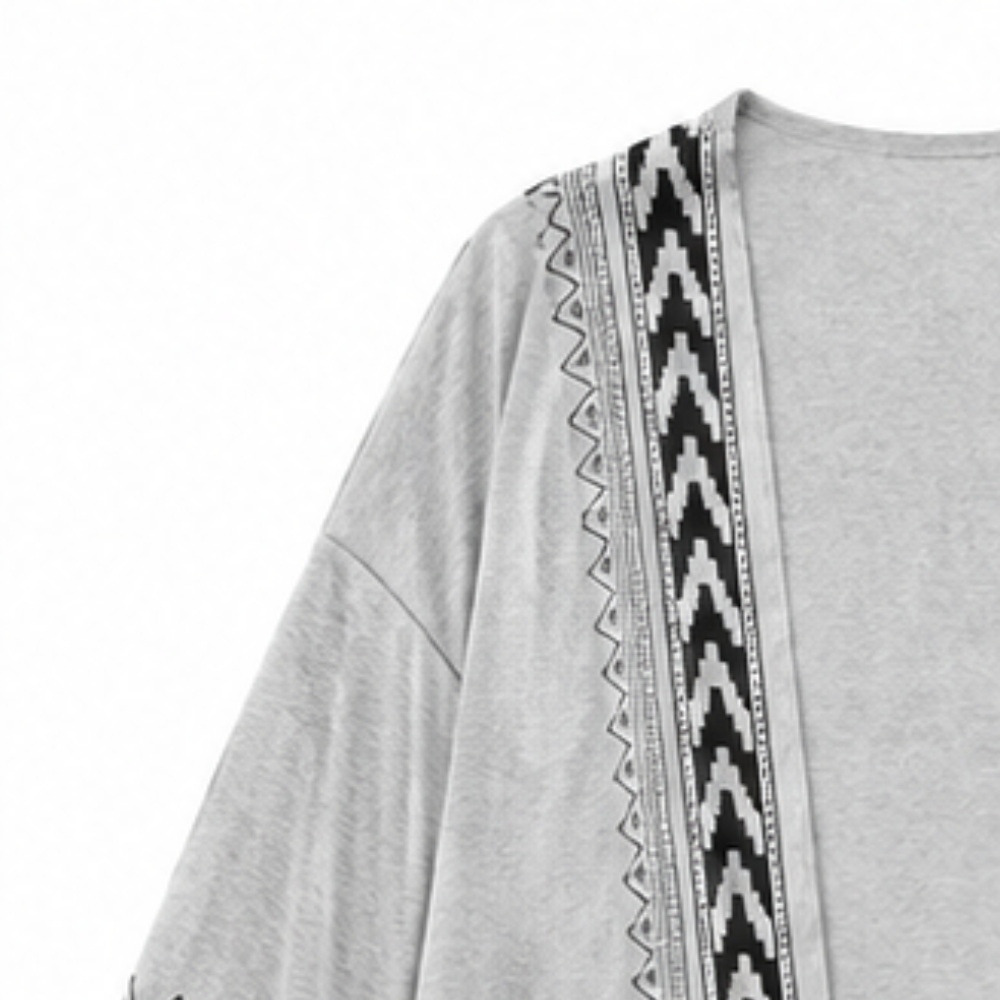 Wearbella – Retro Geometrische Print Open-Front Cardigan