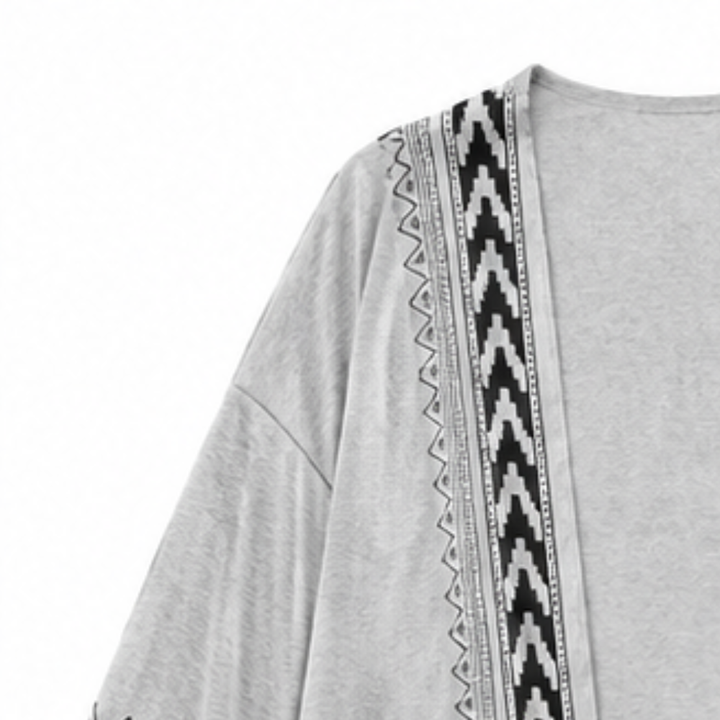 Wearbella – Retro Geometrische Print Open-Front Cardigan