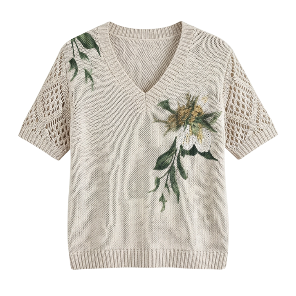 Rosavelle - Elegante Haak Mouw Bloemen Top